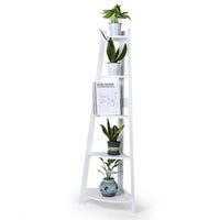 Levede 5 Tier Corner Shelf Wooden Storage White