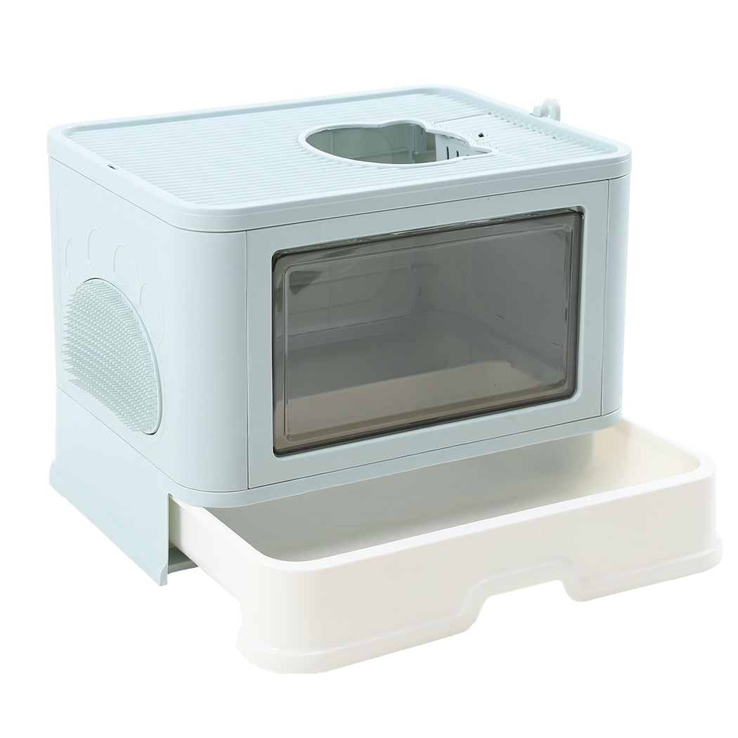 PaWz Foldable Cat Litter Box Tray Enclosed Blue-1942352746543976448