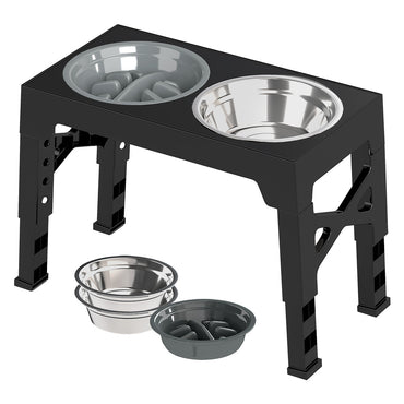 PaWz Elevated Dog Bowls 2 Stainless Steel Bowls and 1 Slow Feeder Bowl-1938089883646169088