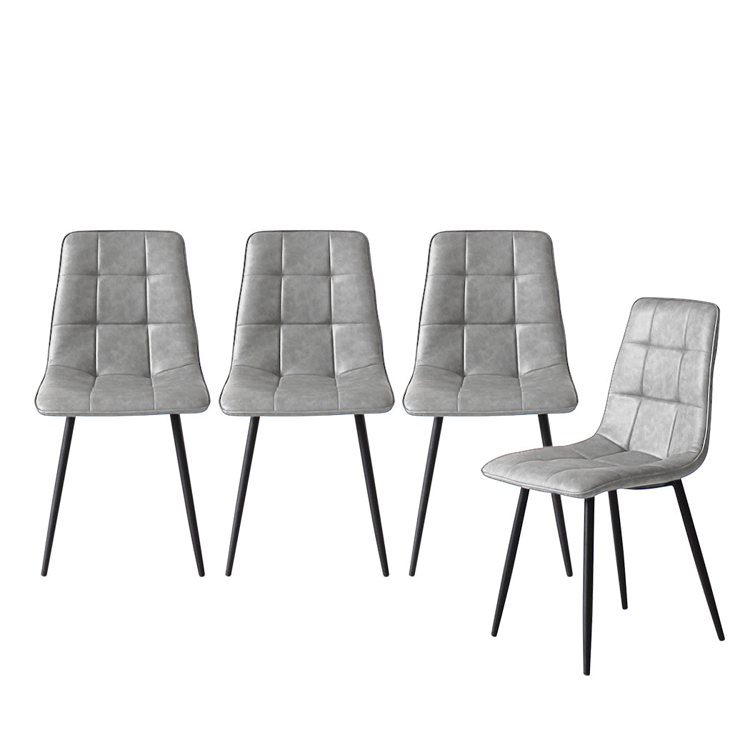 Levede 4x Dining Chairs Kitchen Chair Grey Faux Leather