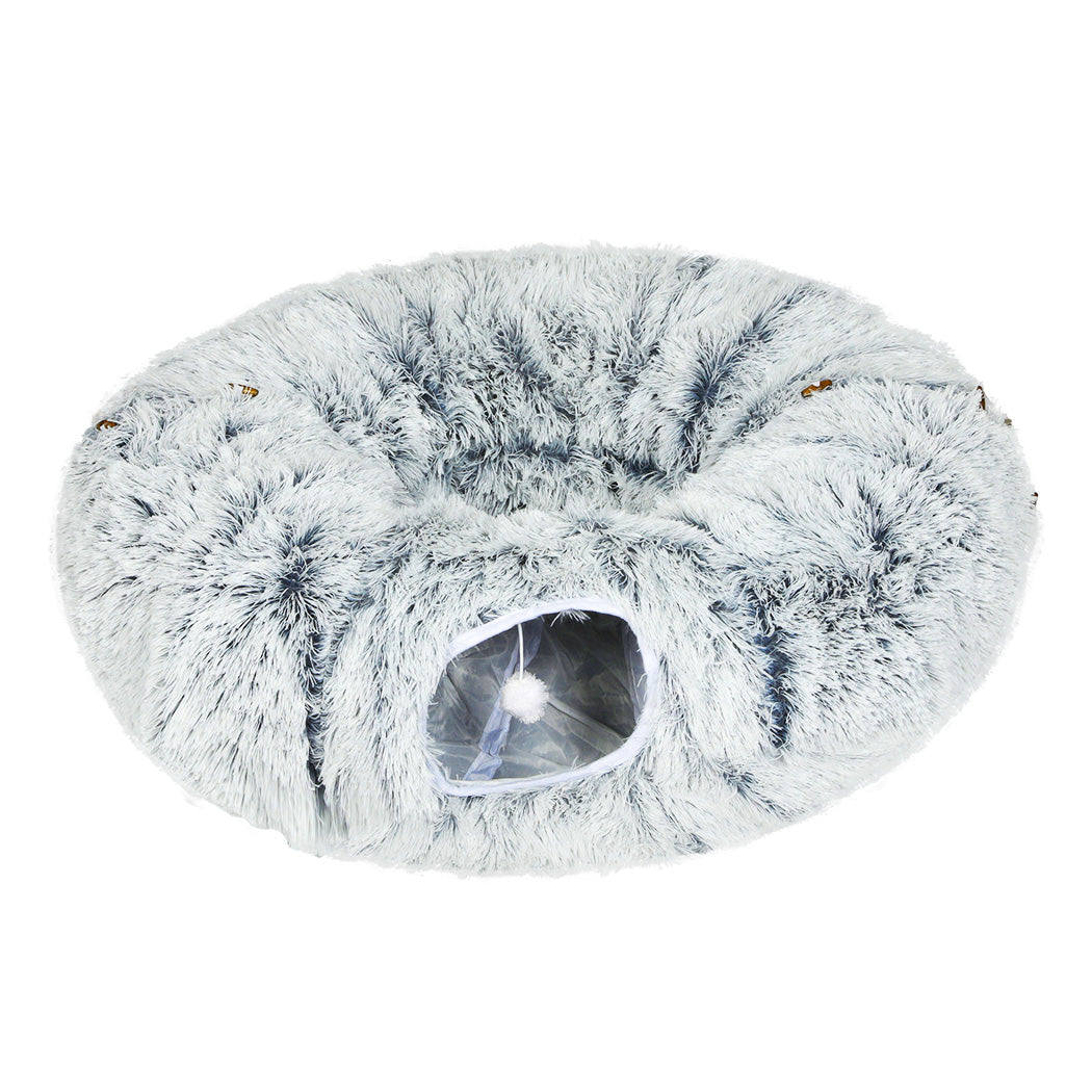 Pawz Cat Tunnel Foldable Fluffy Plush Play Tube Grey-1942353692246282240