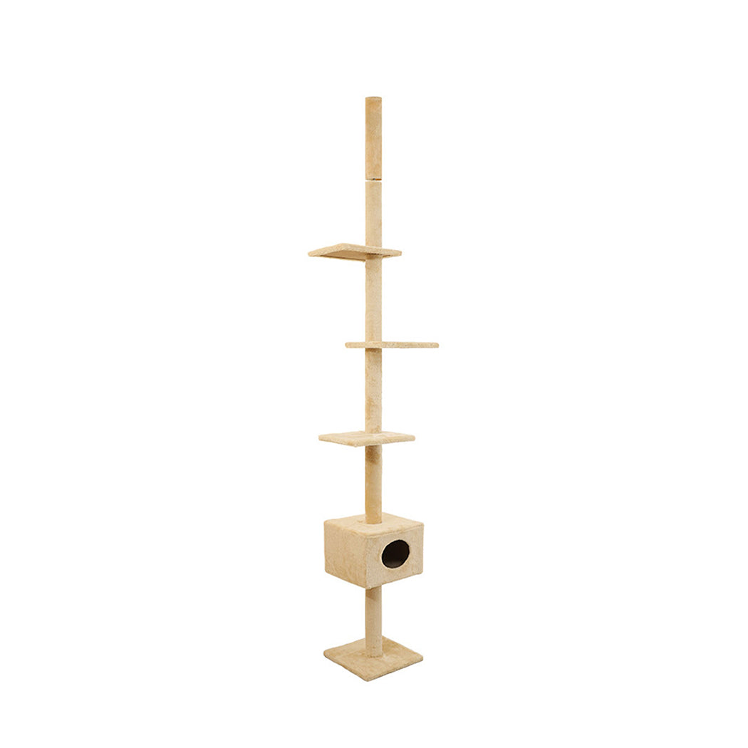 PaWz Cat Scratching Post Tree Cubby Beige-1942352735496179712