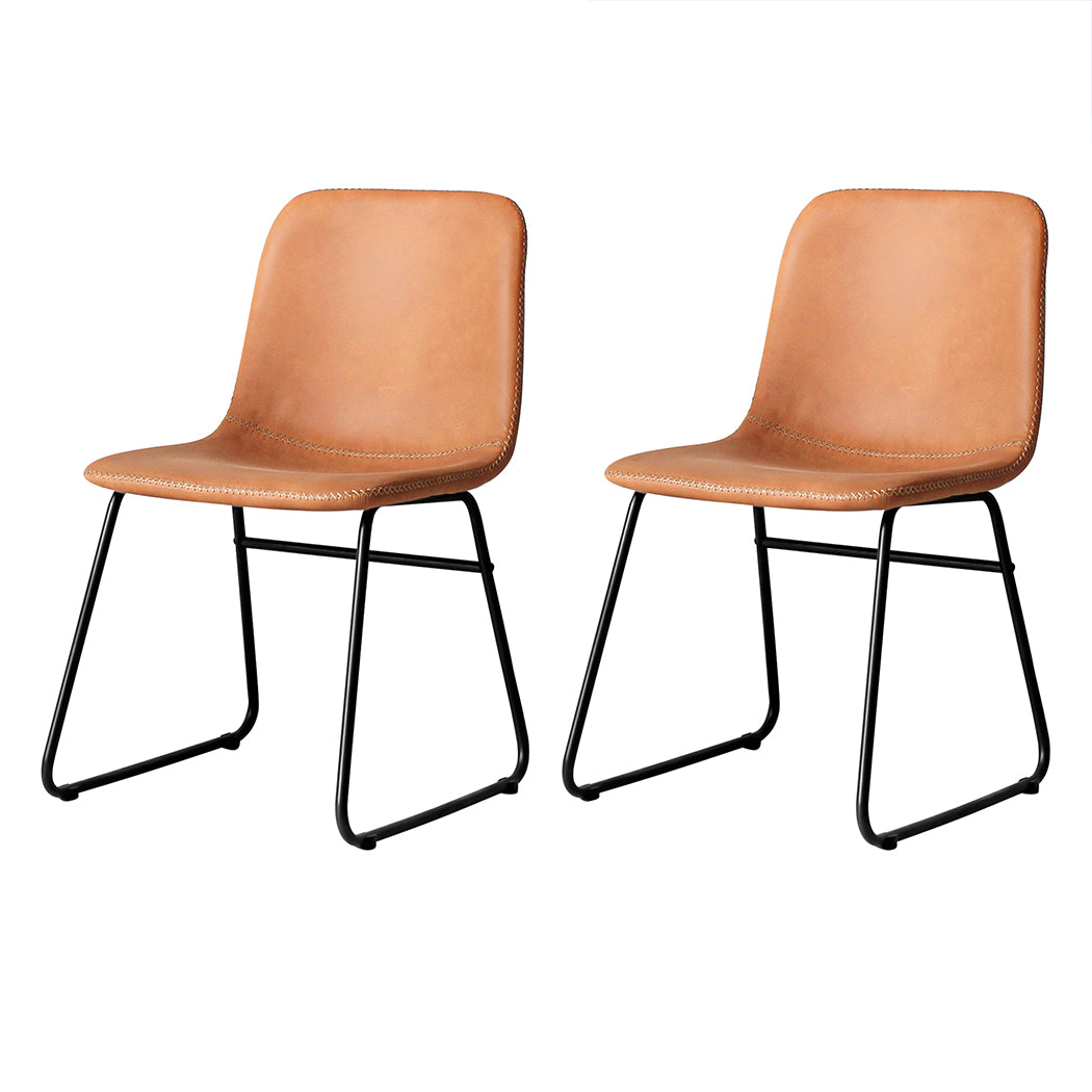 Levede 2x Dining Chairs Kitchen Table Brown