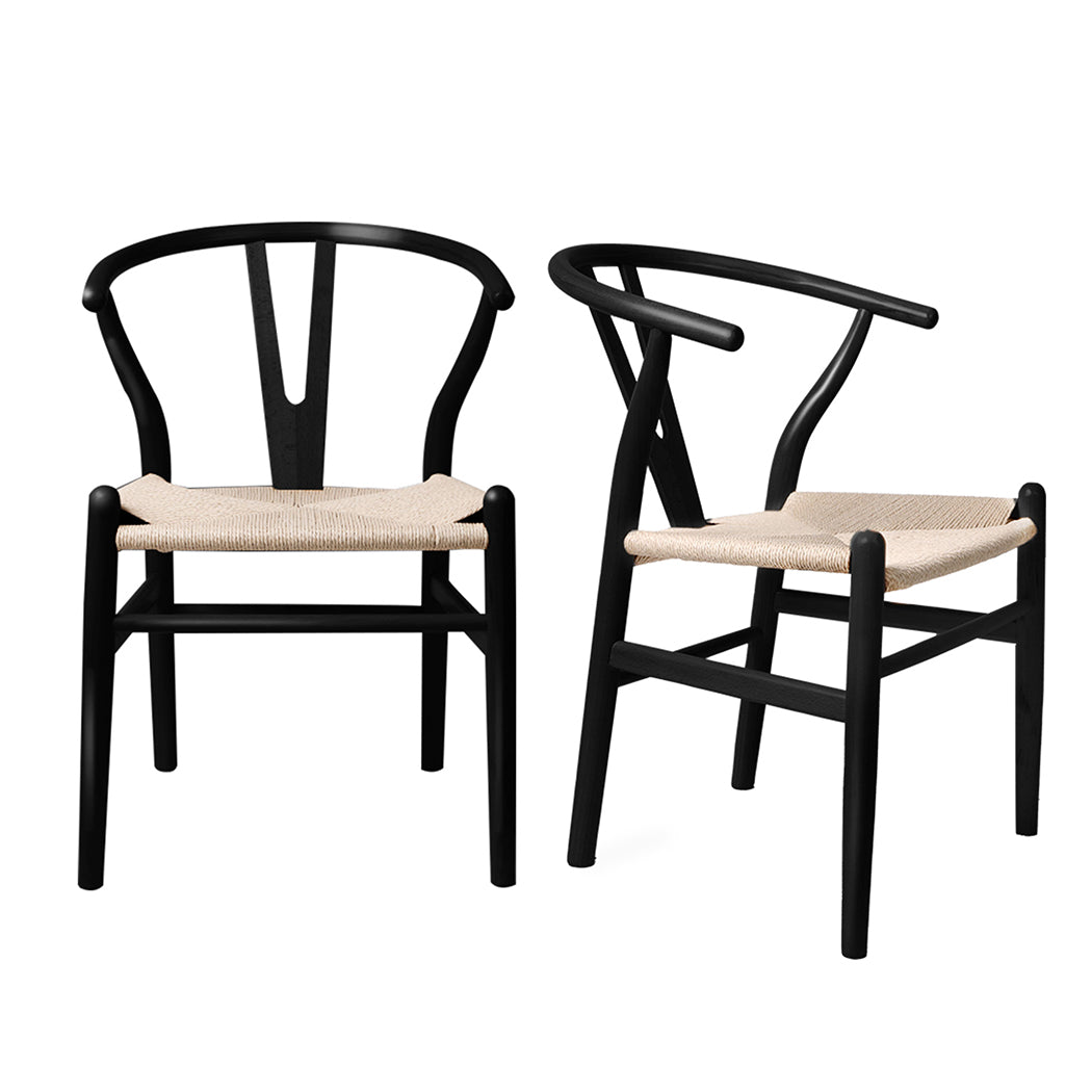 Levede 2x Dining Chairs Wooden Hans Black