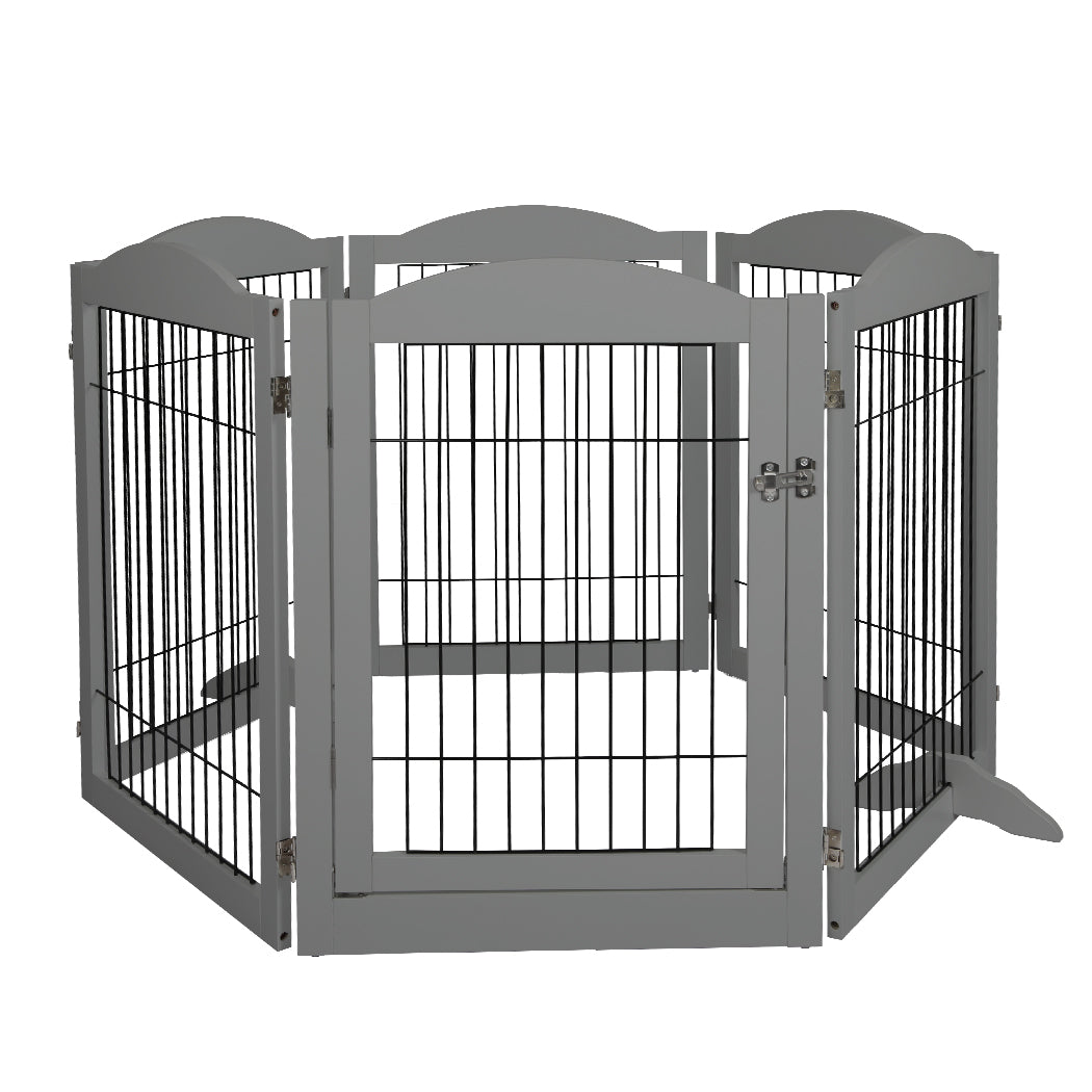 PaWz 6 Panels Pet Dog Playpen Puppy Grey