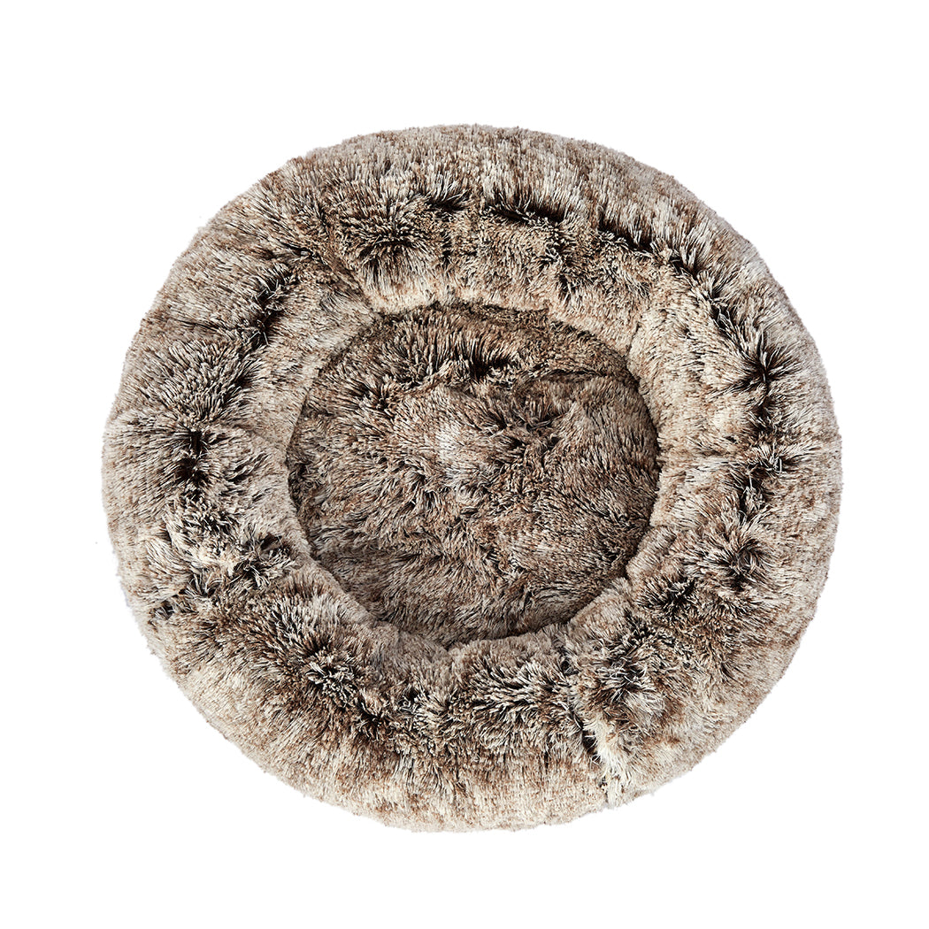 PaWz Pet Bed Cat Dog Donut Nest Calming M Brown Medium-1942353070264553473