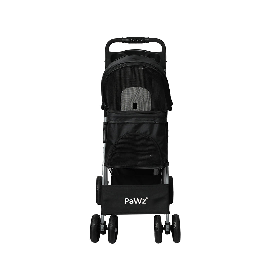 PaWz 4 Wheels Pet Stroller Dog Cat Cage Black-1942352820325978113