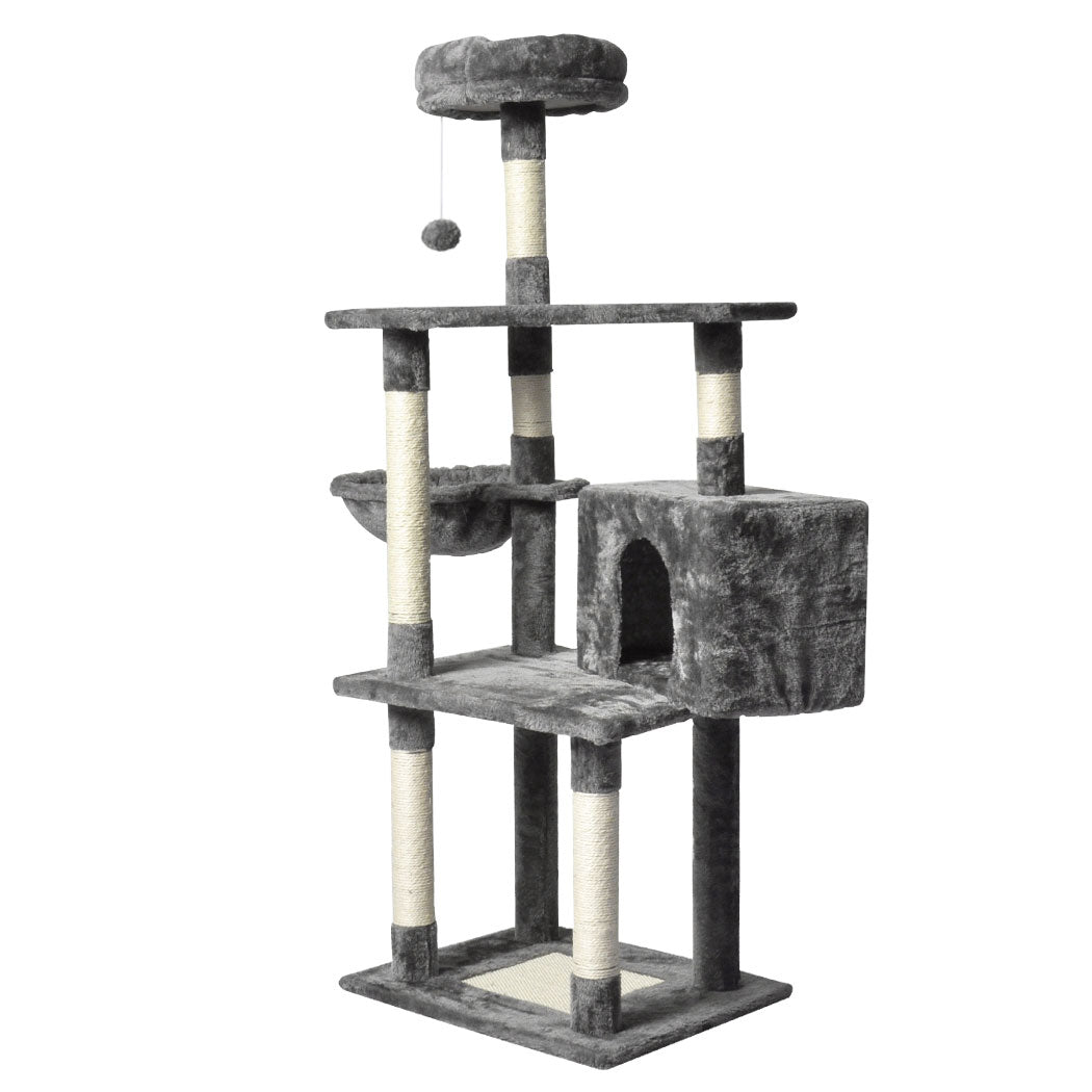 PaWz 130cm Cat Tree Toy Scratching Post Grey-1942353259566075905