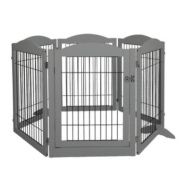 PaWz 6 Panels Pet Dog Playpen Puppy Grey-1942352754043392001