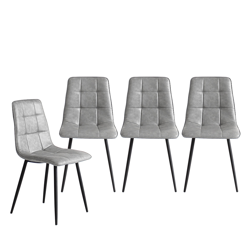 Levede 4x Dining Chairs Kitchen Chair Grey Faux Leather