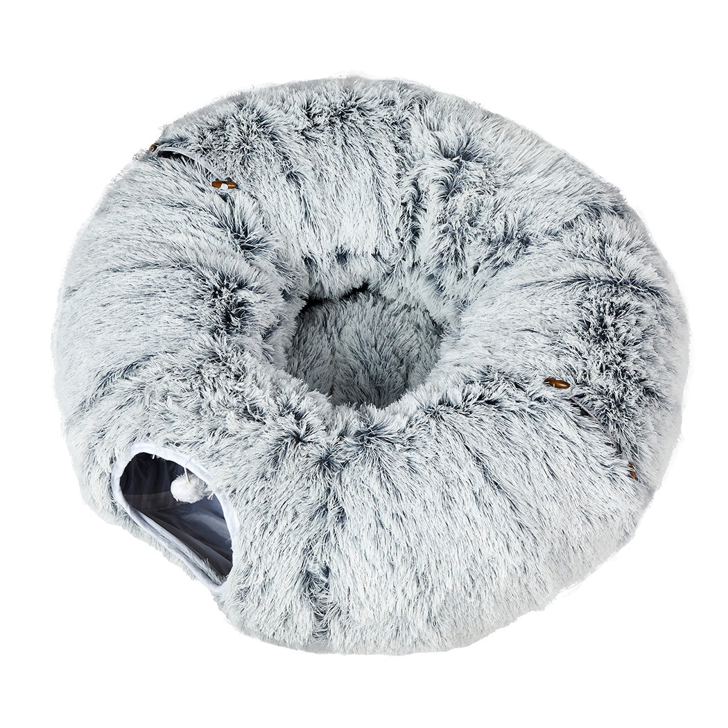 Pawz Cat Tunnel Foldable Fluffy Plush Play Tube Grey-1942353692246282241