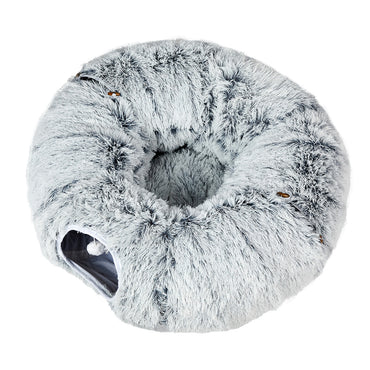 Pawz Cat Tunnel Foldable Fluffy Plush Play Tube Grey-1942353692246282241