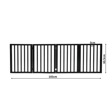 PaWz 4 Panels Wooden Pet Gate Dog Fence Black 600x 3MM-1942353080469295106