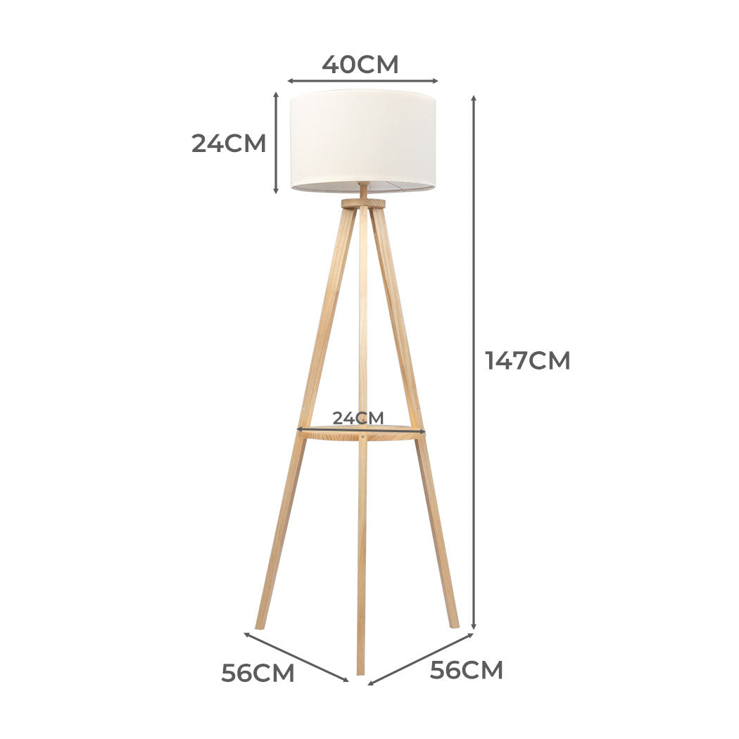 EMITTO Tripod Floor Lamp with Shelf