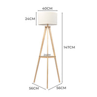 EMITTO Tripod Floor Lamp with Shelf