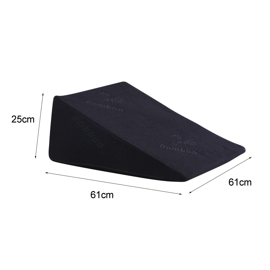 Cool Gel Memory Foam Bed Wedge Pillow Black 25