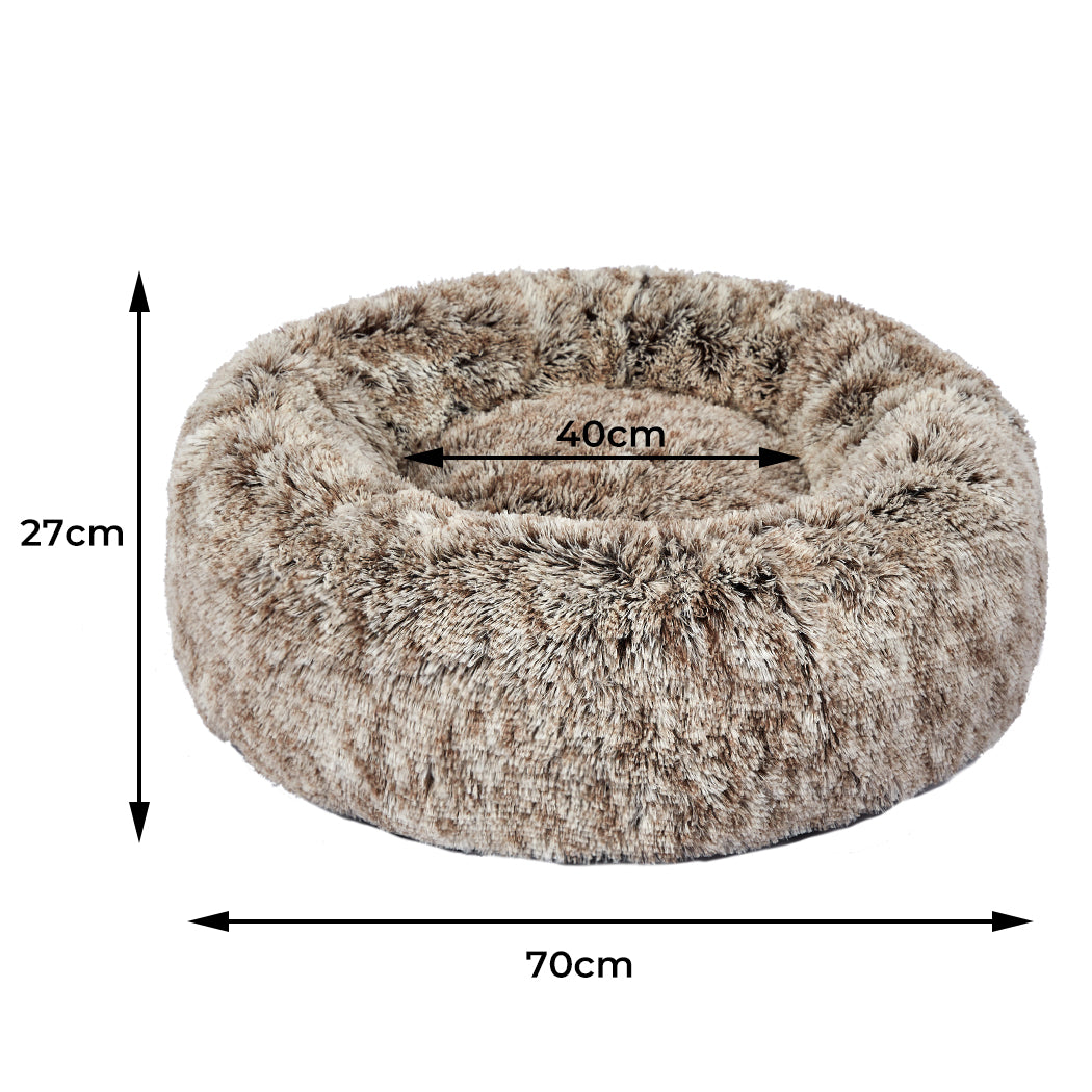 PaWz Pet Bed Cat Dog Donut Nest Calming M Brown Medium-1942353070264553474