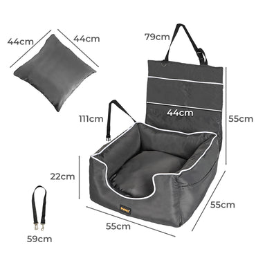 PaWz Dog Car Booster Seat Belt Pet Backrest Grey-1942352757189120002
