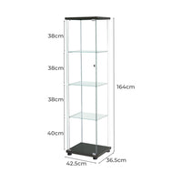 Stacked Display Storage Cabinet Glass Black