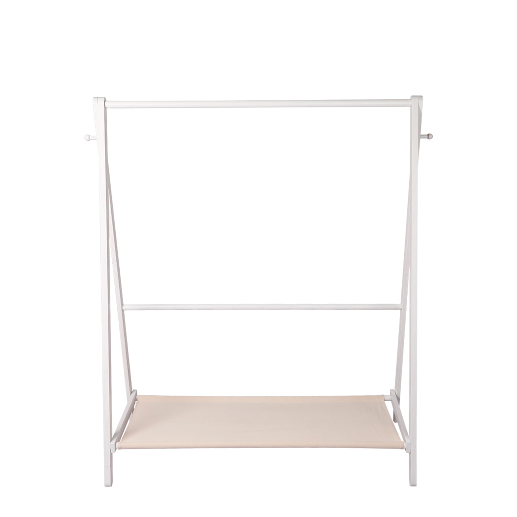 Levede Clothes Rack Wooden Wardrobe White