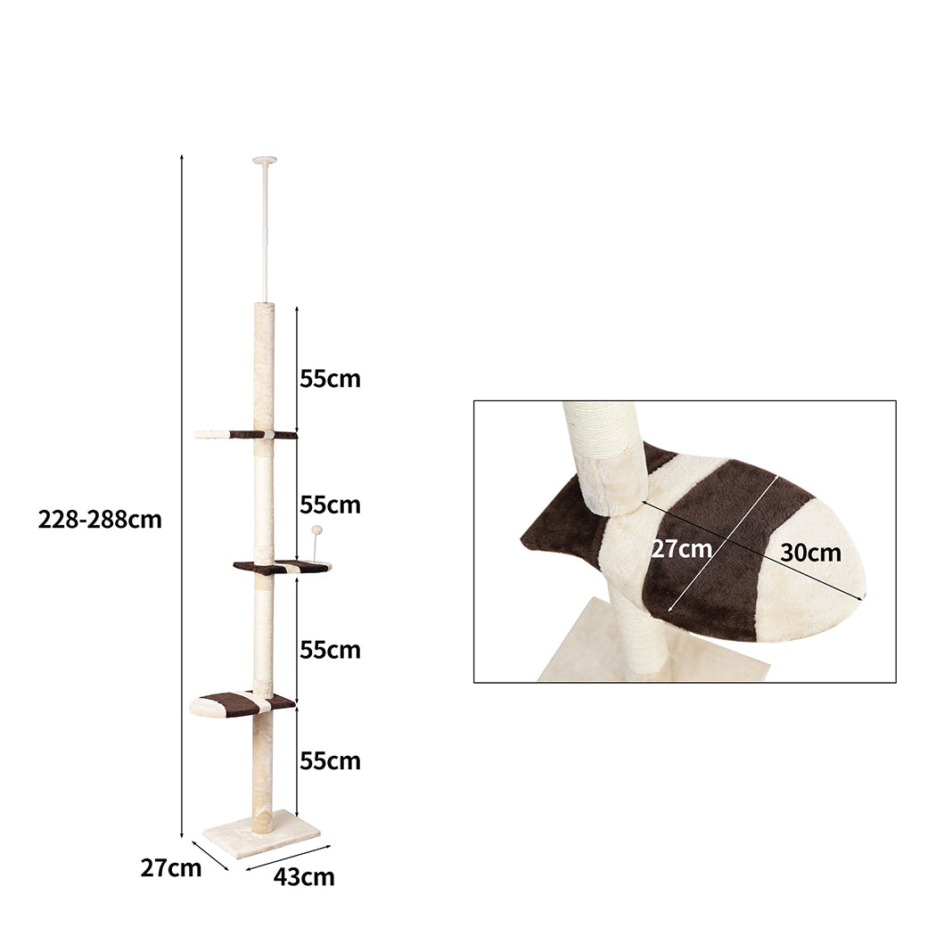 PaWz Cat Scratching Post Tree Condo Beige-1942352735965941762