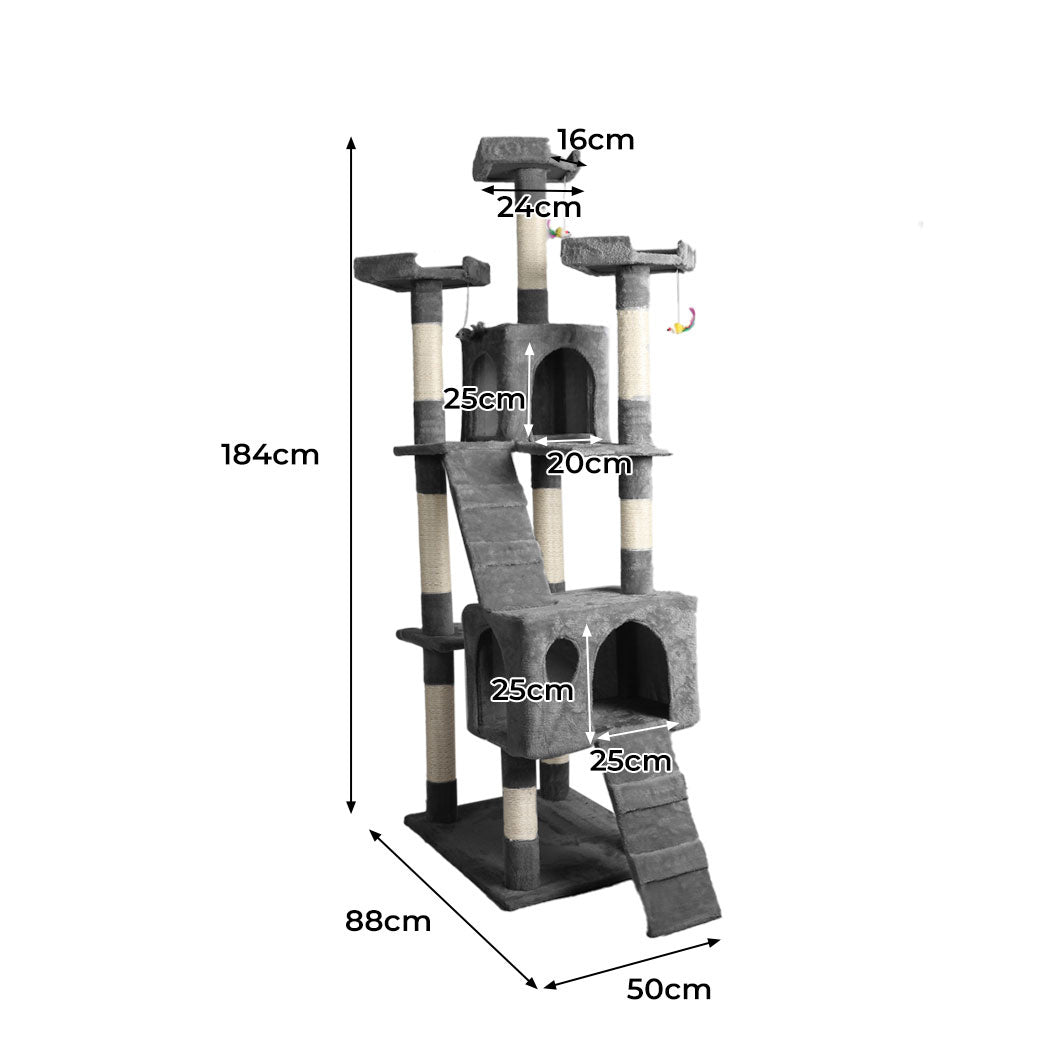 PaWz 184cm Cat Trees Scratching Post Grey-1942353258853044226
