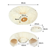 Pawz Cat Tunnel Foldable Fluffy Plush Play Tube Beige-1942353692070121474