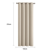 2x Blockout Curtains Panels 3 Layers Beige CD1003-132X213-GR