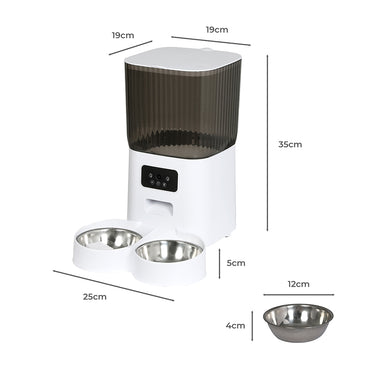 PaWz 5L Auto Pet Feeder Automatic Camera Wi-Fi White-1942352769918832642