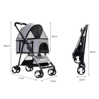 PaWz Large Pet Stroller Dog Cat Travel Grey-1942352820820905986