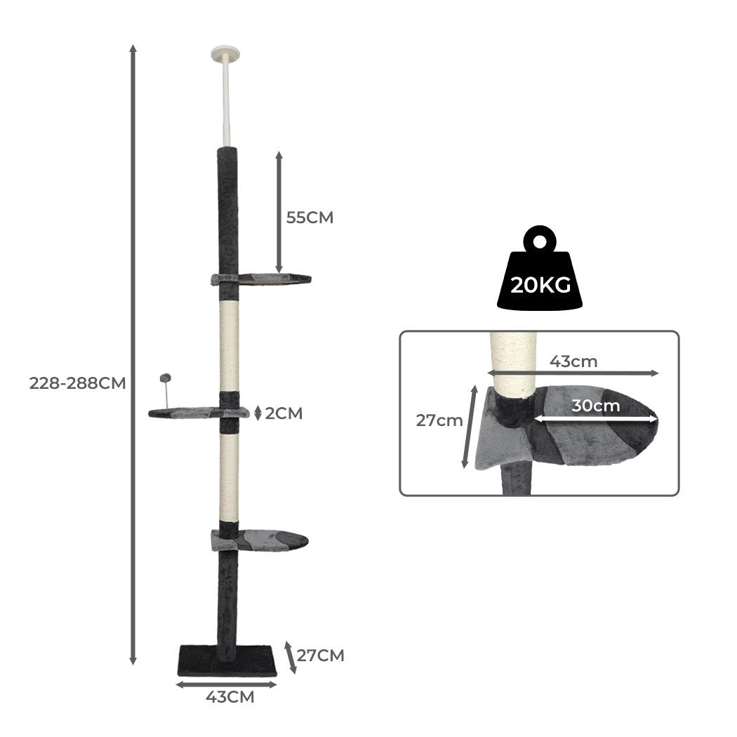 PaWz Cat Scratching Post Tree Condo Grey-1942352736225988610