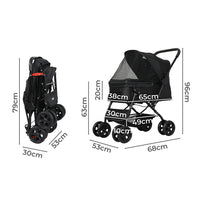 PaWz Pet Stroller Dog Cat Carrier Foldable Black-1942352821340999682