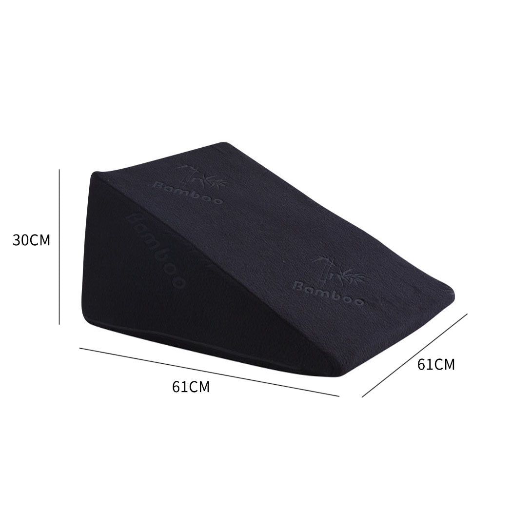 Cool Gel Memory Foam Bed Wedge Pillow Black 30