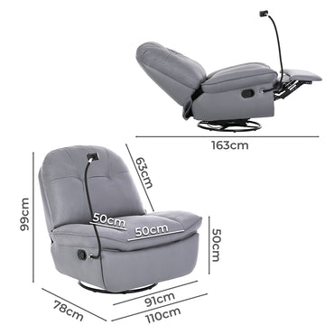 Levede Recliner Chair Lounge 360?Swivel Black