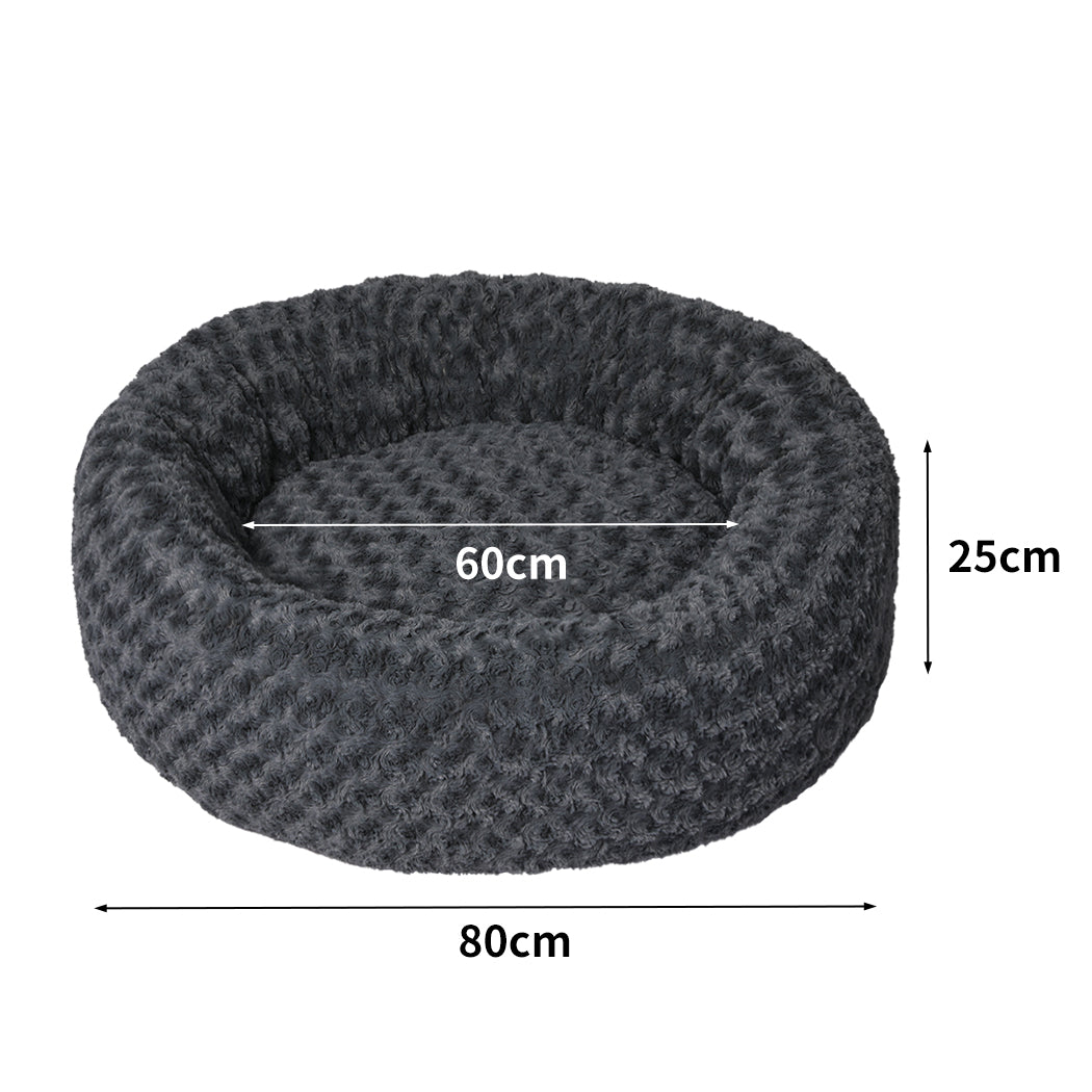 PaWz Calming Dog Bed Warm Soft Plush L Dark Grey Large-1942352744648151042