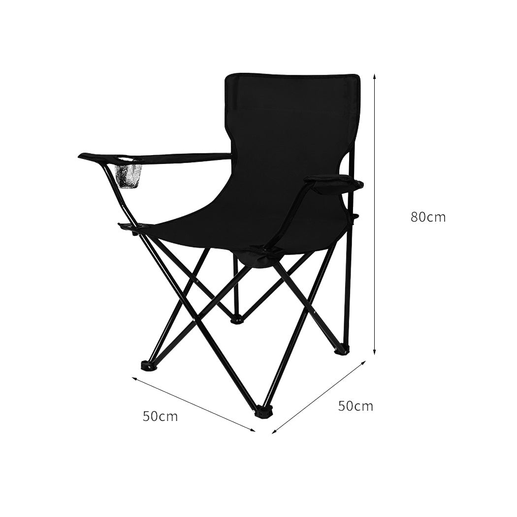 Levede Camping Chairs Folding Arm Foldable Black