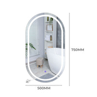 EMITTO LED Wall Mirror Oval Anti-fog 50x75cm