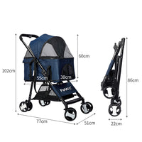 PaWz Large Pet Stroller Dog Cat Carrier Blue-1942352820661522434