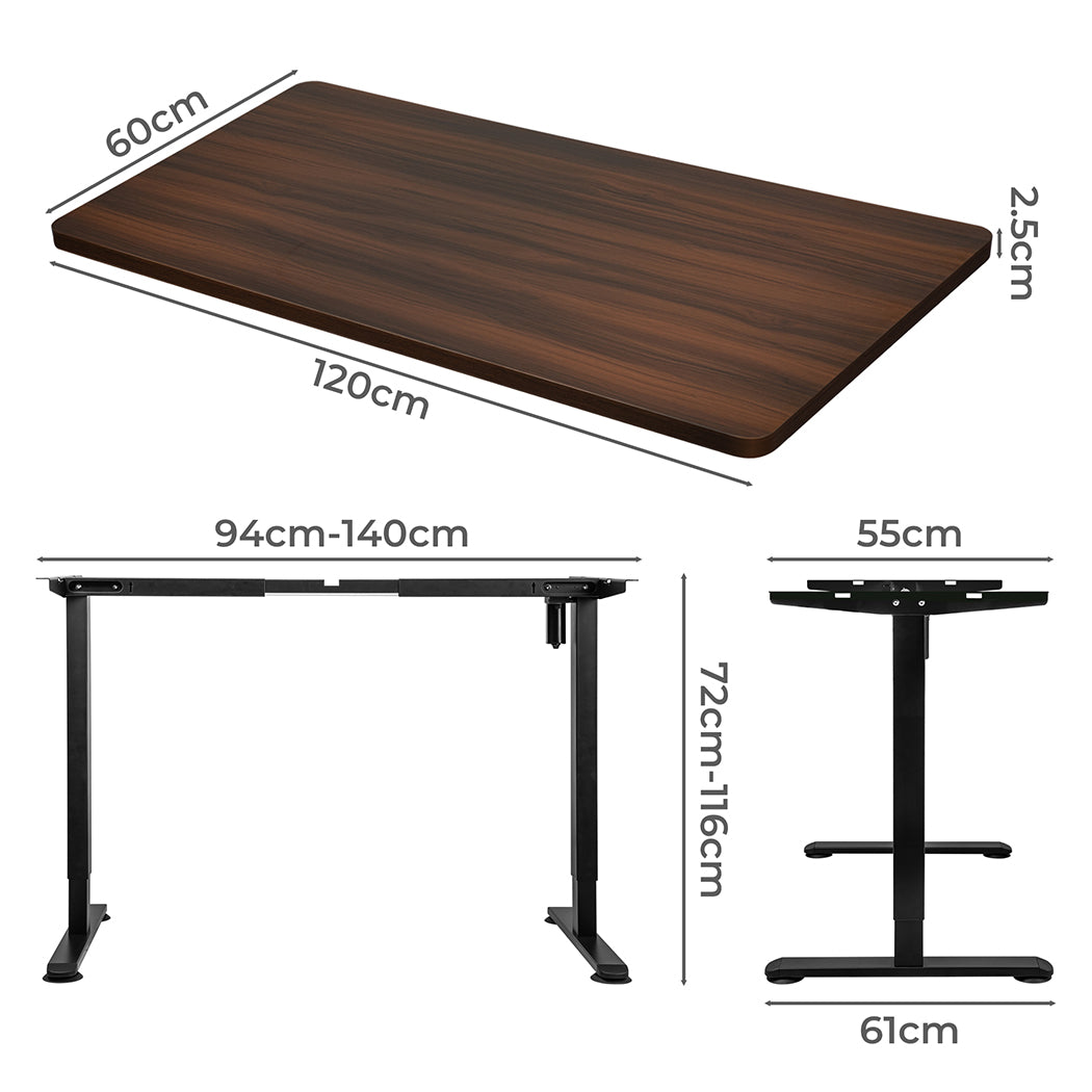 Levede Motorised Standing Desk Height 120cm Walnut 800x 1.5MM