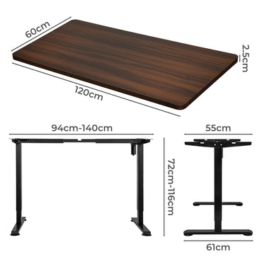 Levede Motorised Standing Desk Height 120cm Walnut 800x 1.5MM