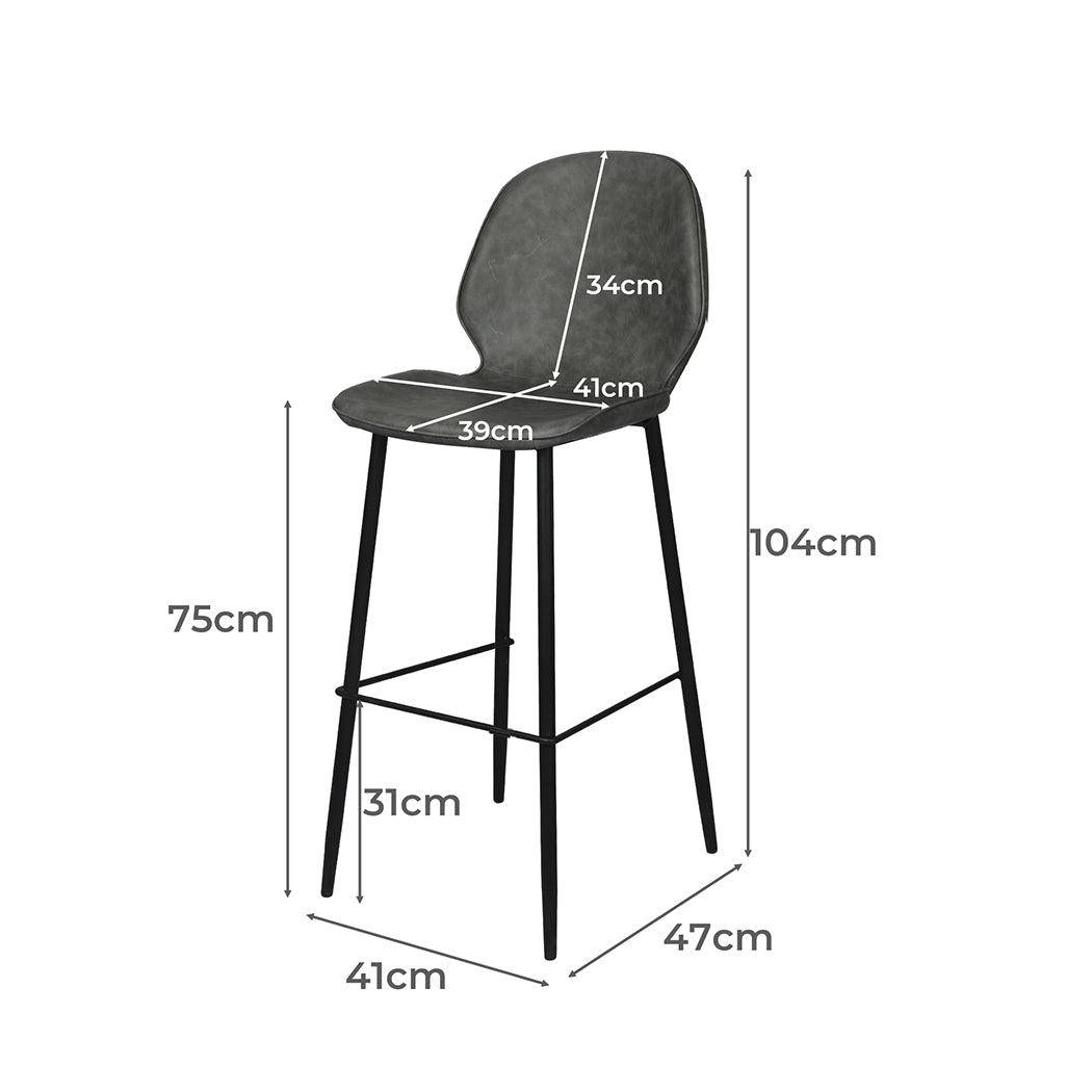 Levede 2x Bar Stool Barstools Counter Grey