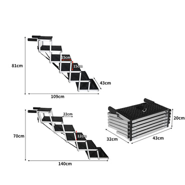 PaWz 6 Steps Dog Ramp Adjustable Height Black-1942352744128057346