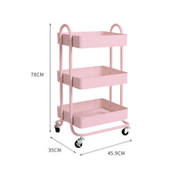 Levede 3 Tiers Kitchen Trolley Cart Pink