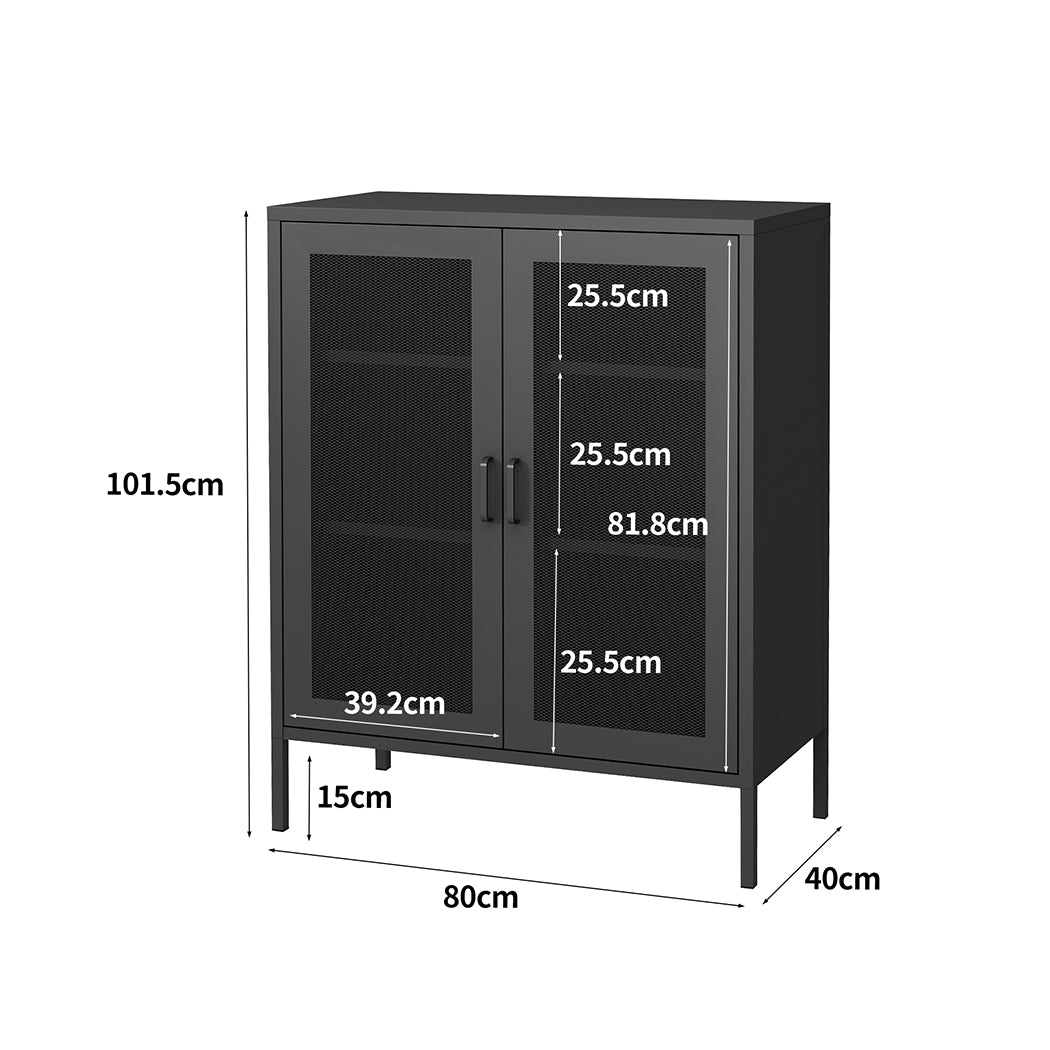 Levede Storage Cabinet Steel Kitchen Black