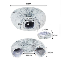 Pawz Cat Tunnel Foldable Fluffy Plush Play Tube Grey-1942353692246282242