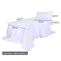 Dreamz 3pcs Sinigle Size 100% Bamboo Bed Sheet Set in White Colour Single