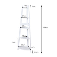 Levede 5 Tier Corner Shelf Wooden Storage White