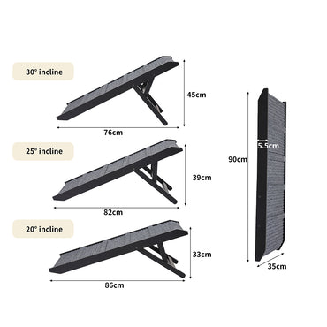 PaWz Adjustable Dog Ramp Height Stair Black-1942352743259836418