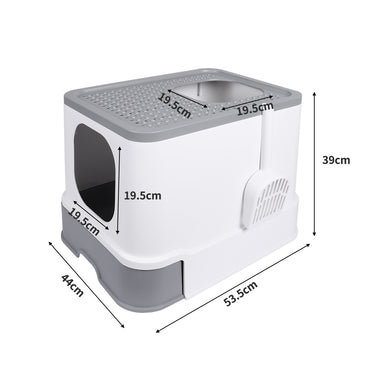 PaWz Cat Litter Box Fully Enclosed Kitty Grey-1942353064967147522