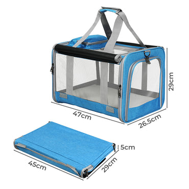 Pawz 3 in 1 Pet Soft Crate Dog Cat Carrier M Size Blue-1942353703981944834